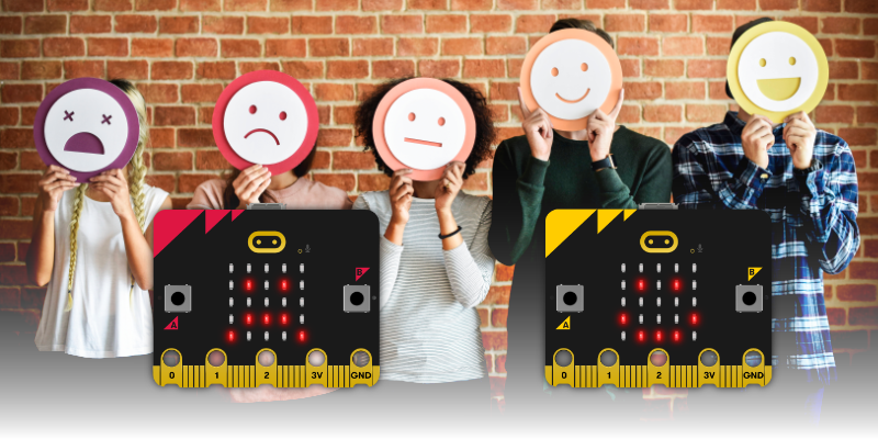 micro:bit Python: Značka emocija (Emotion badge)